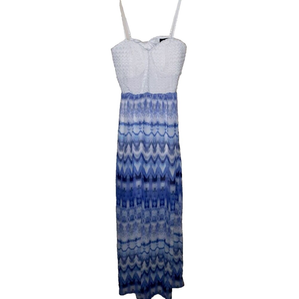Rue 21 Blue and White Tie Dye Open Back Maxi Dress Women Juniors Size Large